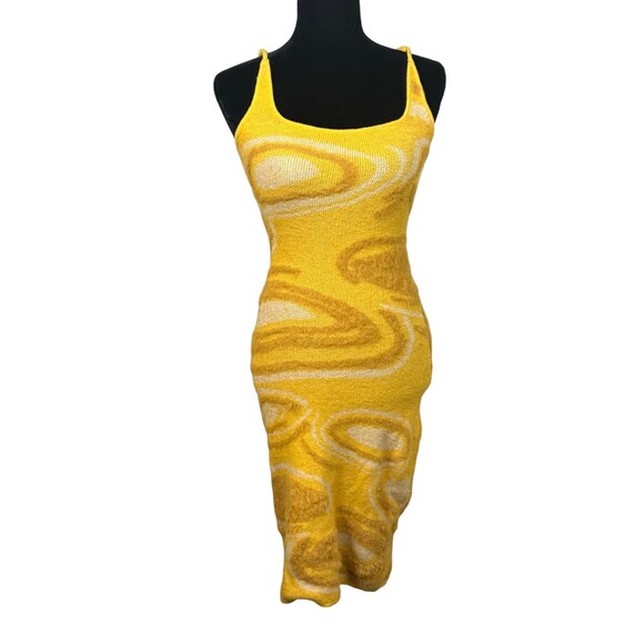 Interdee Viscose Yellow Cut Out Body Con Dress Size Small - Picture 5 of 7